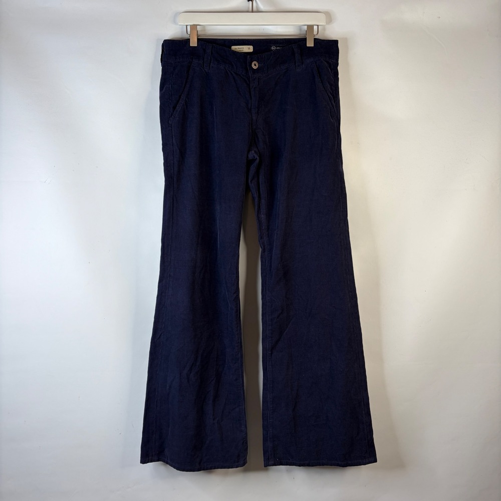 AG Adriano Goldschmied Everett Trousers Women 30R Navy Blue Corduroy Wide Leg
